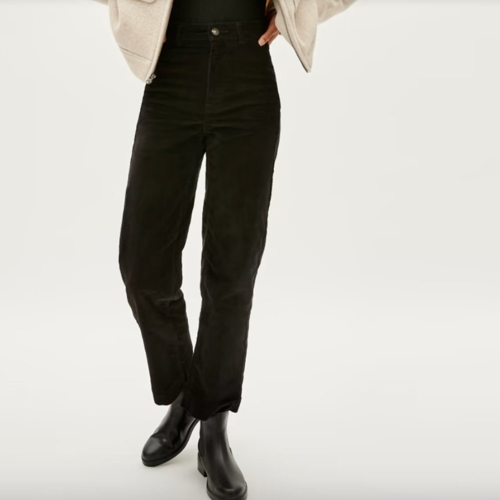 Everlane High Rise Wide Leg Black Corduroy Pants Women's Size 16 NWT plus size